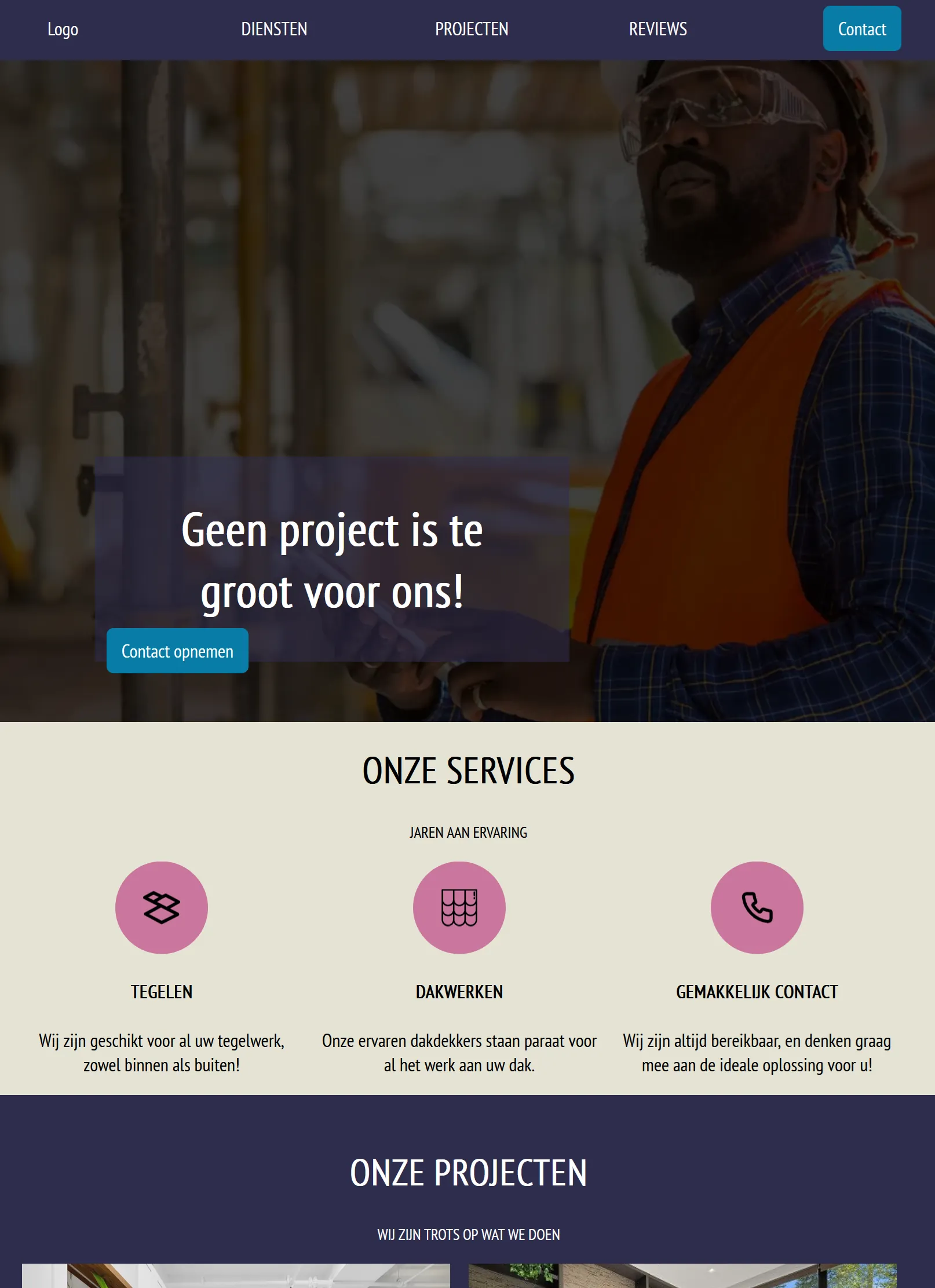 Screenshot van Bouwbedrijf websites